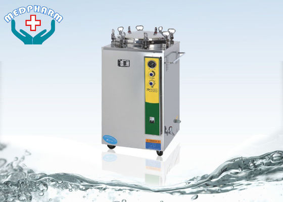 Vertical Medical Autoclave Sterilizer With Double Scale Pressure Gauges And Baskets